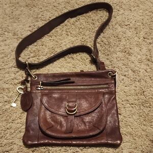 Brown Leather Fossil Sasha Crossbody Bag